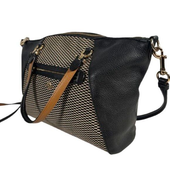 COACH Legacy Jacguard PRAIRIE SATCHEL TOTE 29848 Leather Black Crossbody Purse - Picture 2 of 16